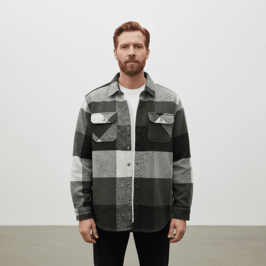 Veste épaisse Point Zero à carreaux coupe droite – Image 5