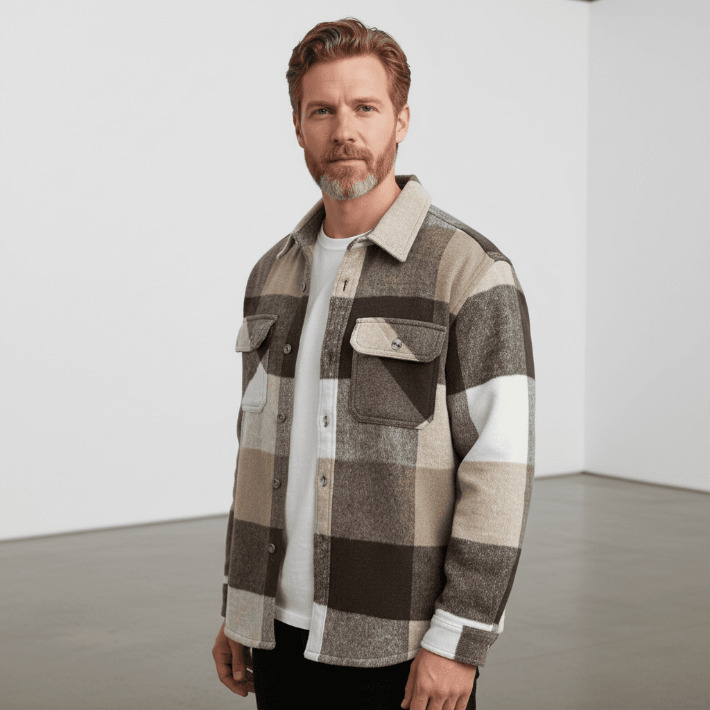 Veste épaisse Point Zero à carreaux coupe droite