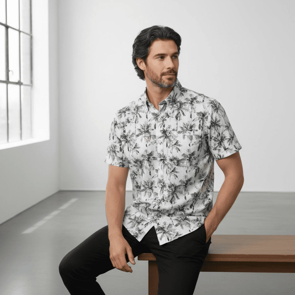 Chemise manche courte imprimée palmiers – Image 7