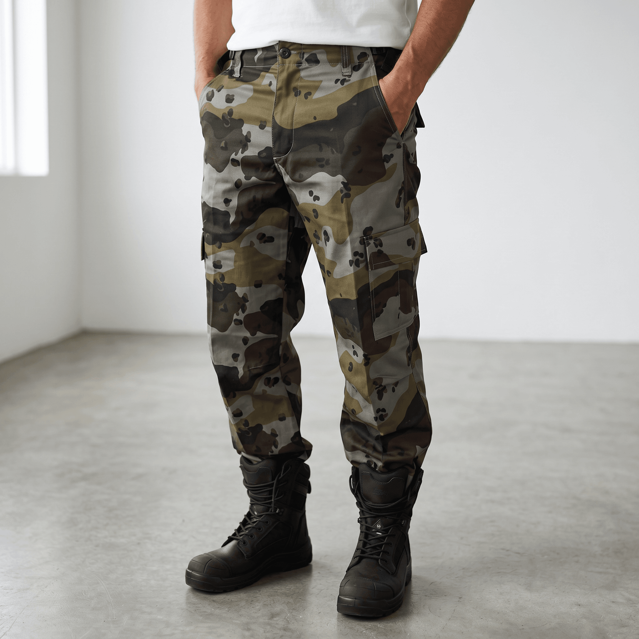 Pantalon cargo camouflage à couleurs variées