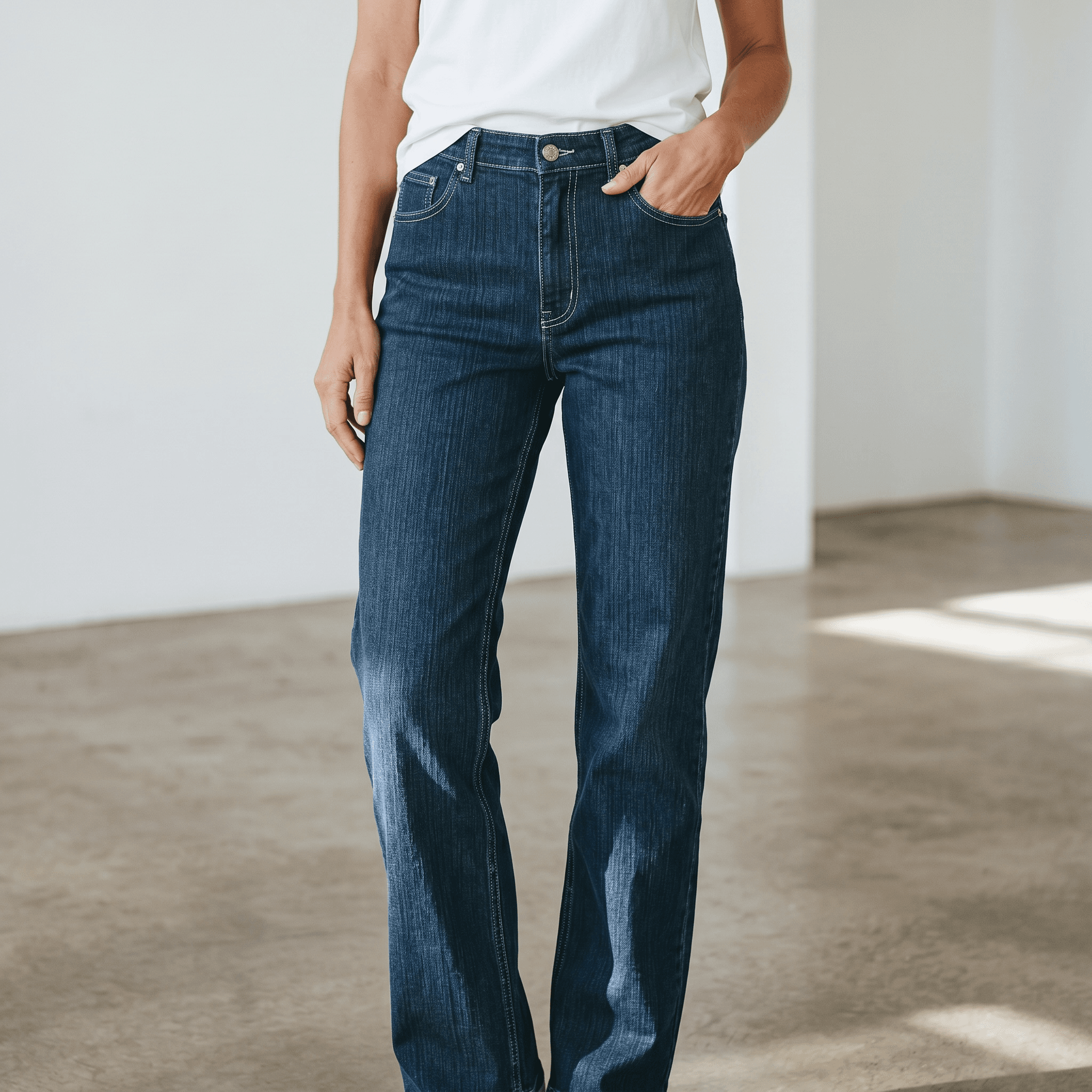 Jeans femme extensible taille régulière jambe droite 2/37.99$