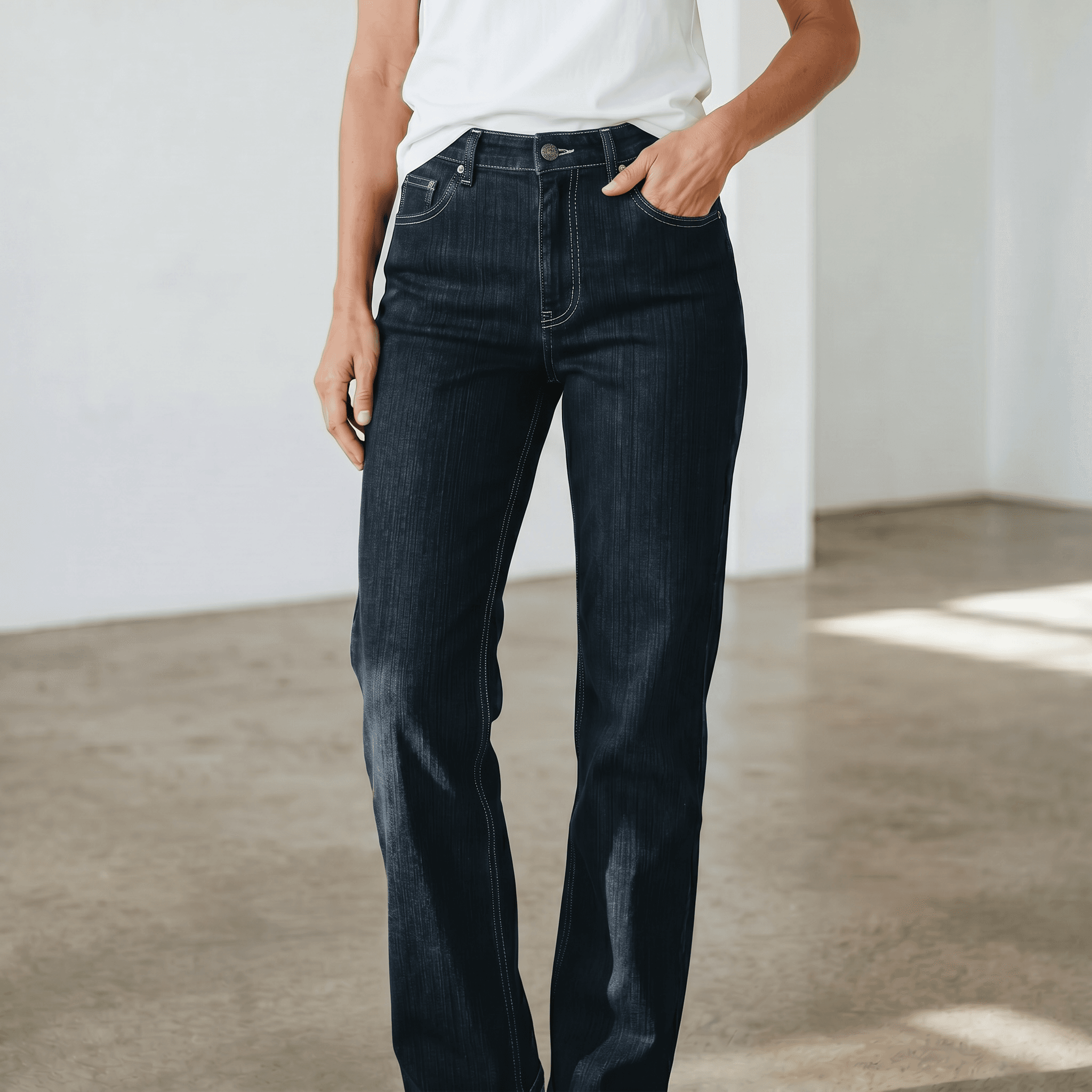 Jeans femme extensible taille régulière jambe droite 2/37.99$ – Image 2