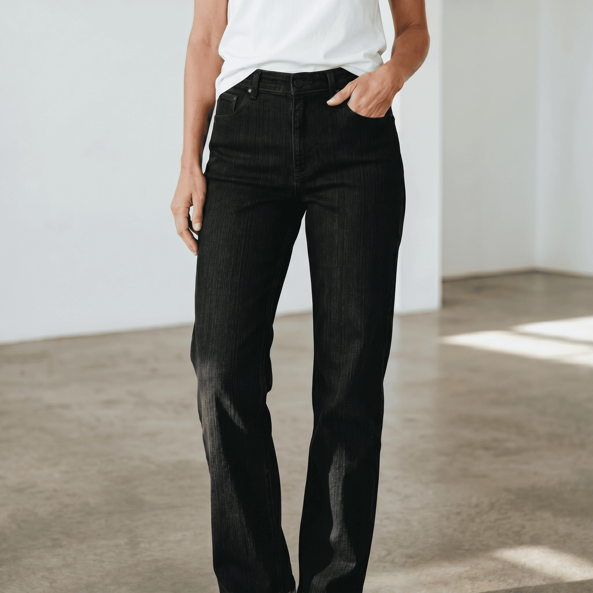 Jeans femme extensible taille régulière jambe droite 2/37.99$ – Image 3
