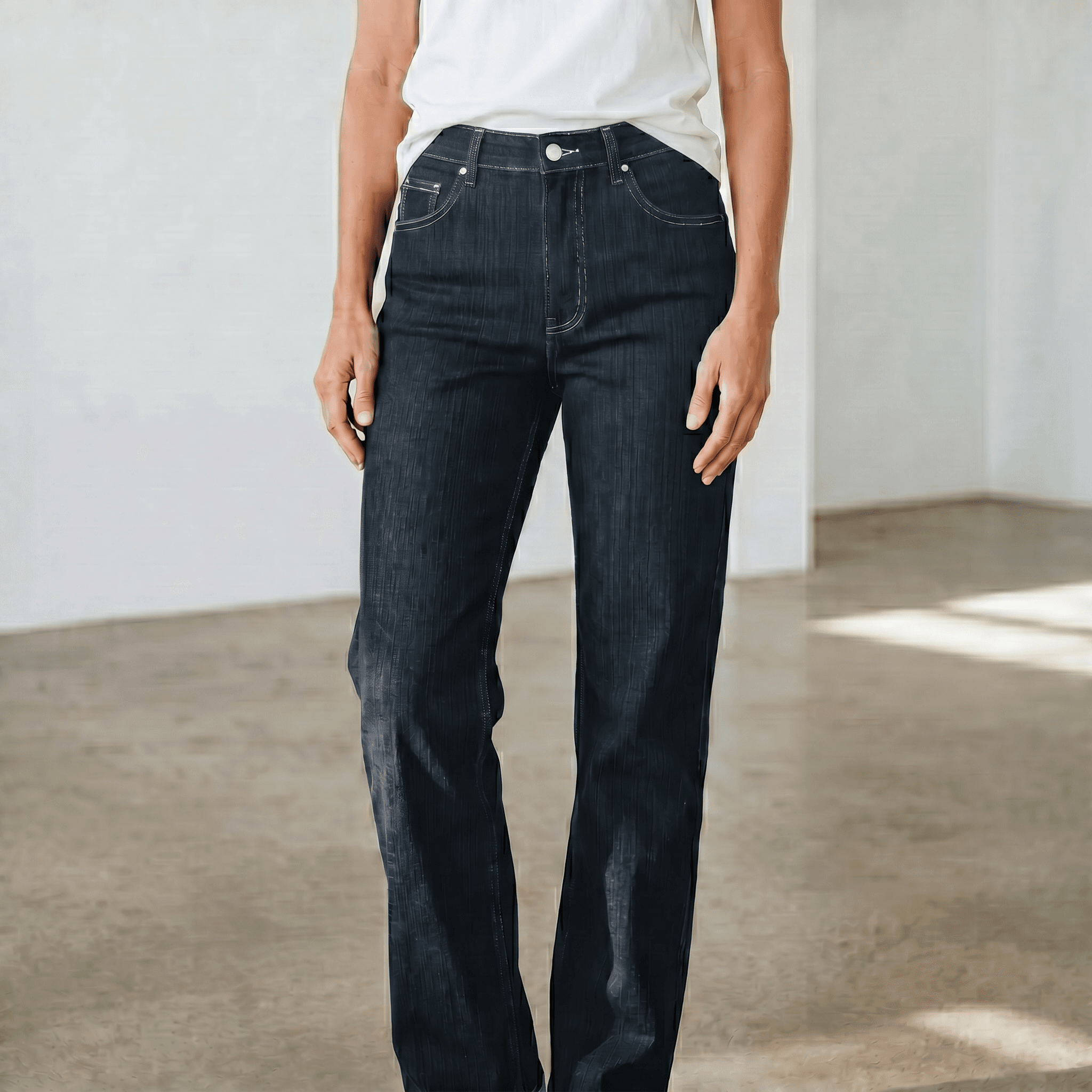 Jeans femme extensible taille haute jambe droite 2/37.99$ – Image 2