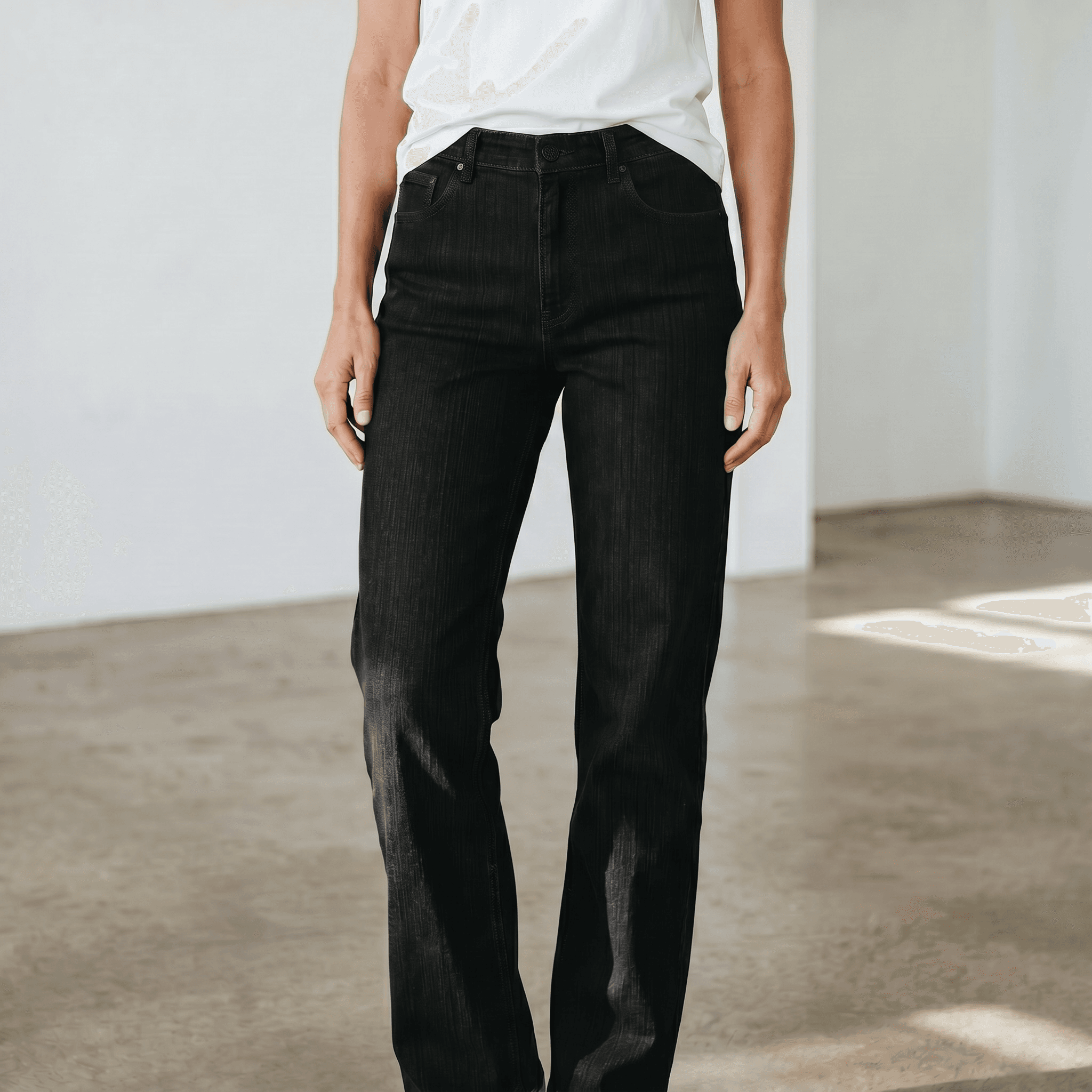 Jeans femme extensible taille haute jambe droite 2/37.99$