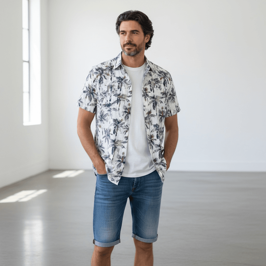 Chemise manche courte imprimée palmiers – Image 5