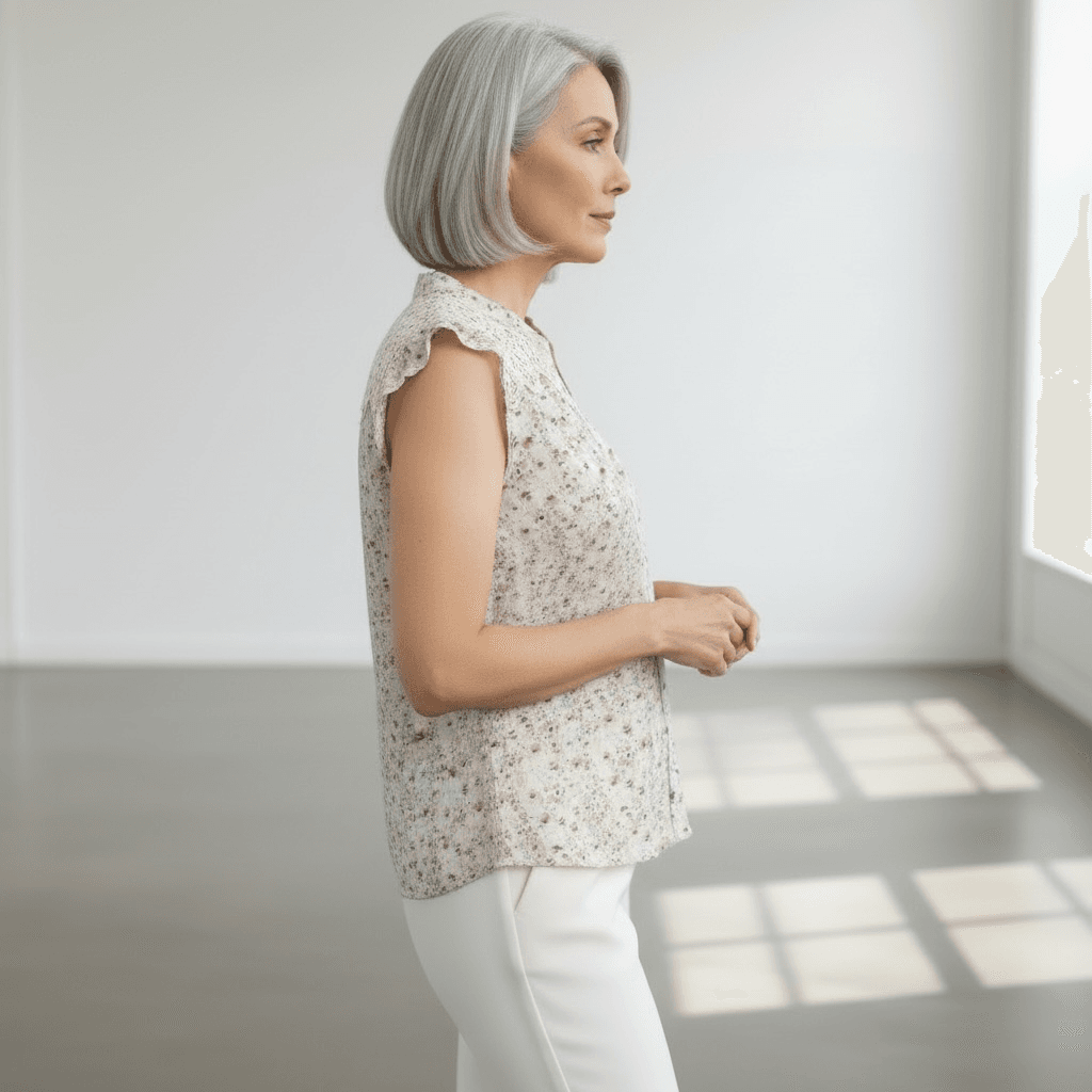 Blouse sans manches avec imprimé floral