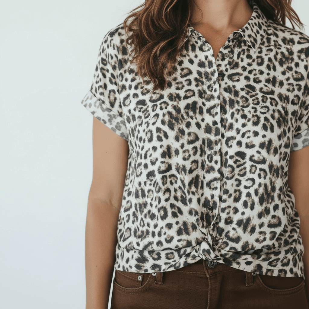 Blouse manche courte léopar