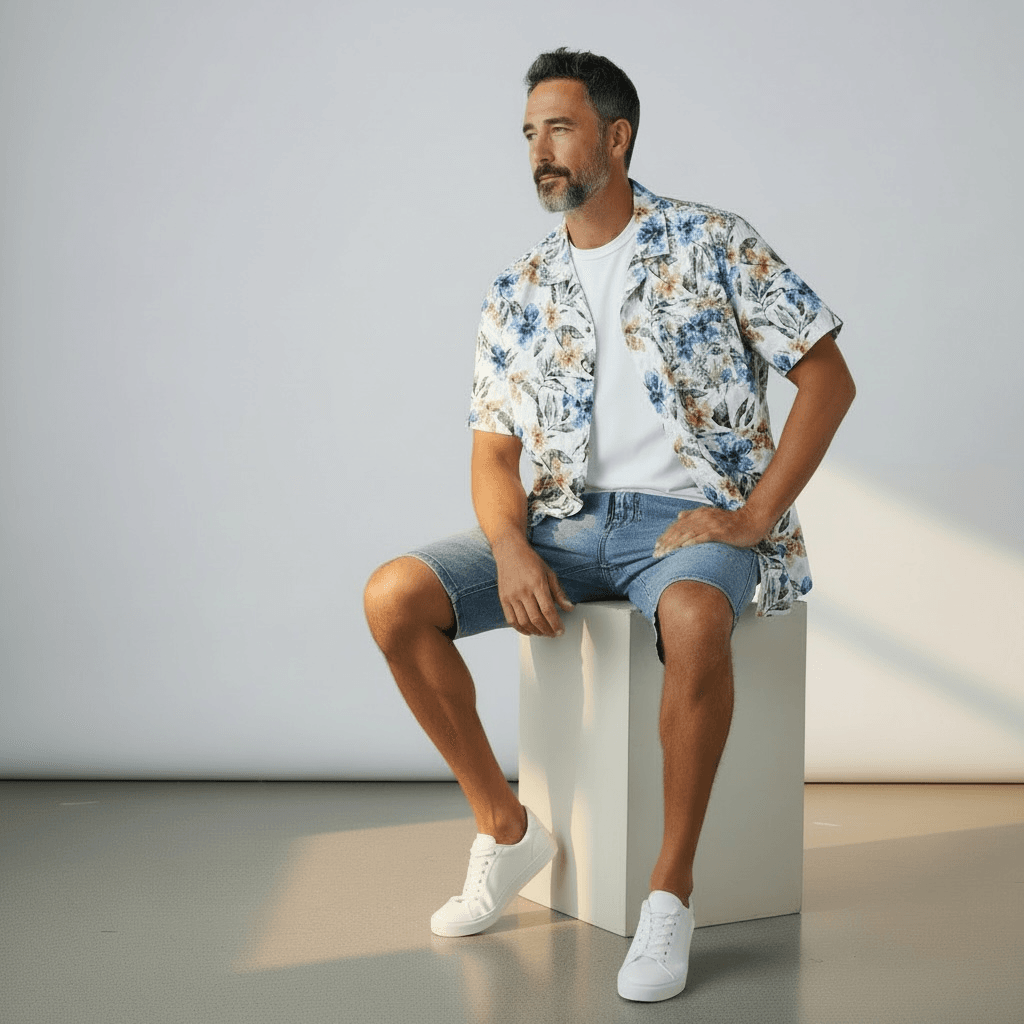 Chemise manche courte imprimée florale