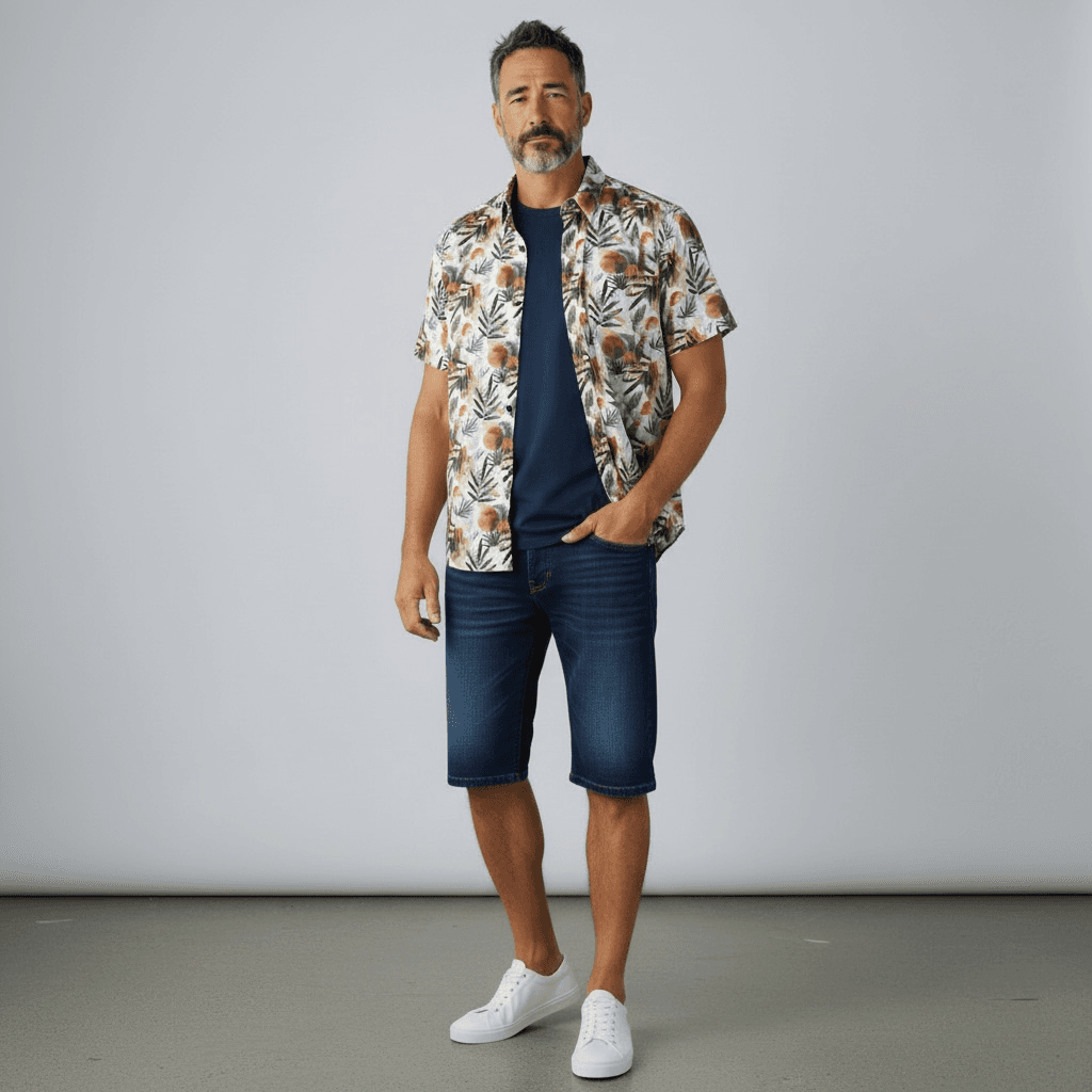 Chemise manche courte imprimée soleil des Tropic