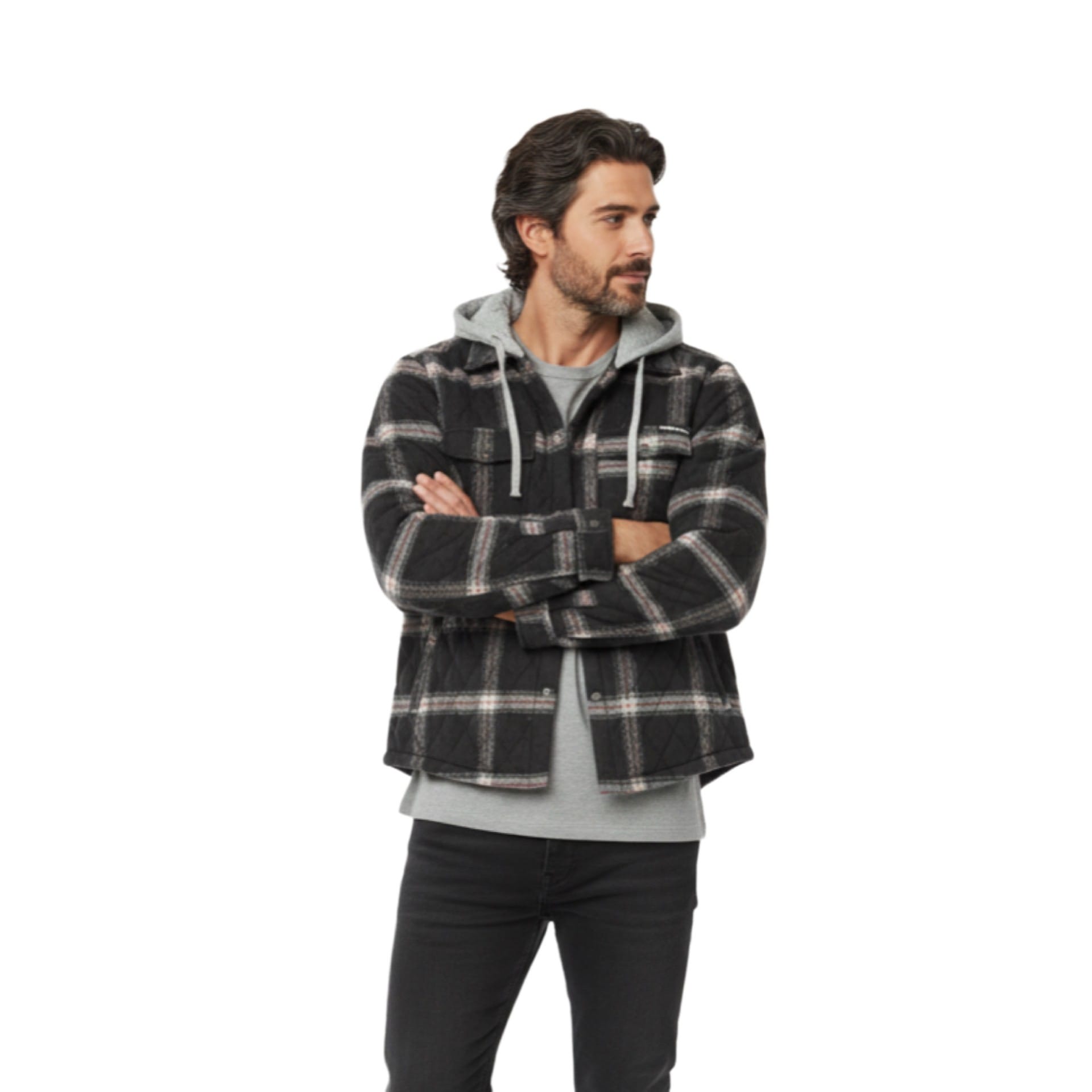 Chemise veste matelassée à capuchon