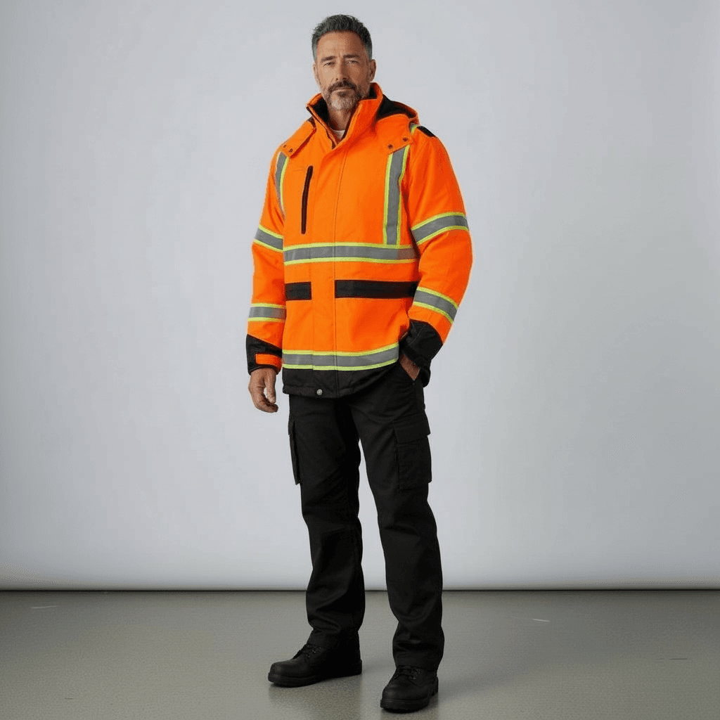 Parka matelassée orange style haute visibilité