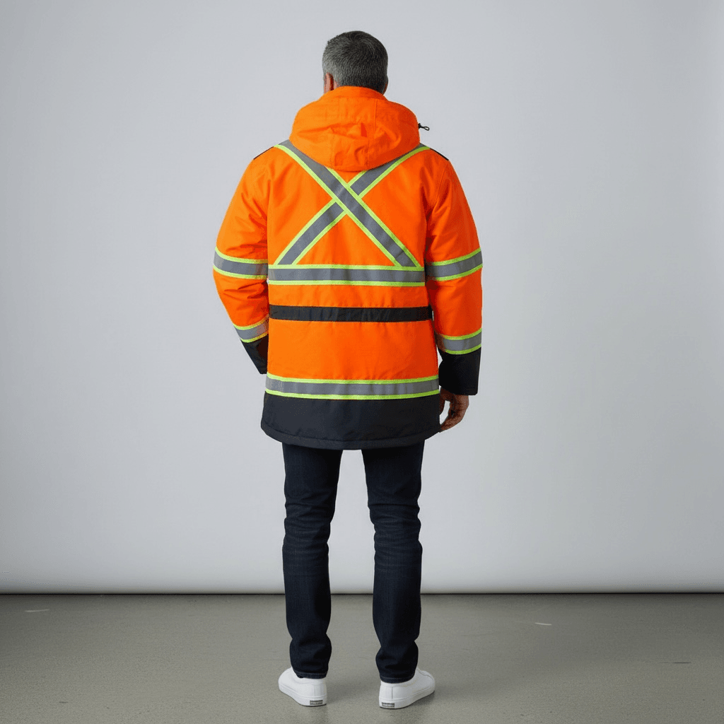 Parka matelassée orange style haute visibilité – Image 2