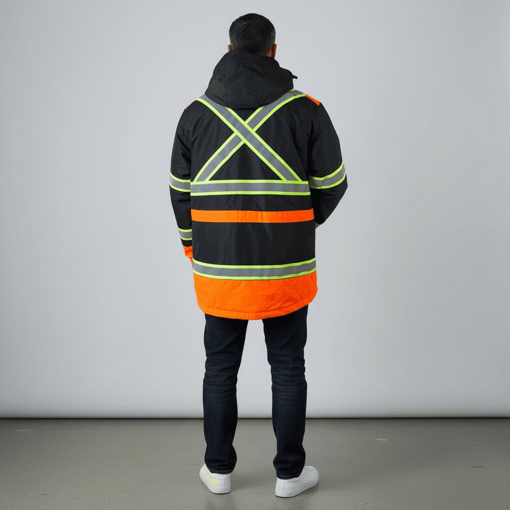 Parka matelassée noire de style haute visibilité – Image 2