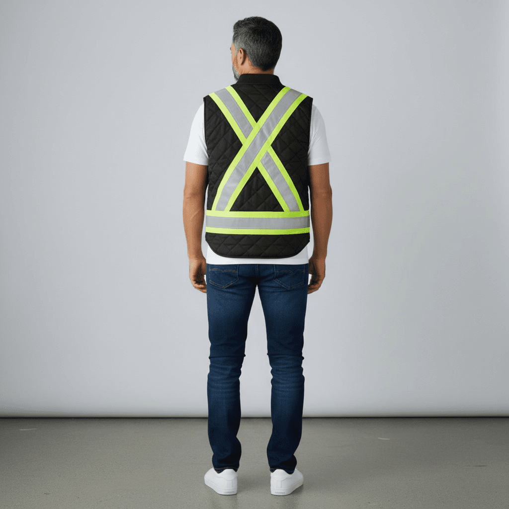 Veste sans manches matelassée classique noire – Image 3