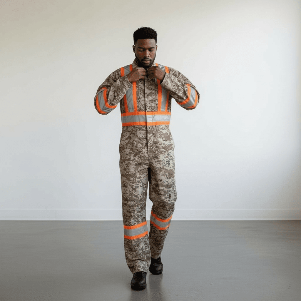Couvre-tout camouflage désert avec bande orange