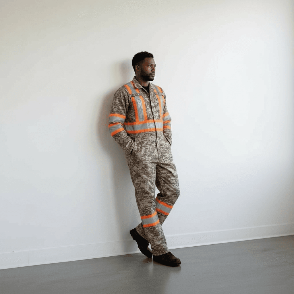 Couvre-tout camouflage désert avec bande orange – Image 3
