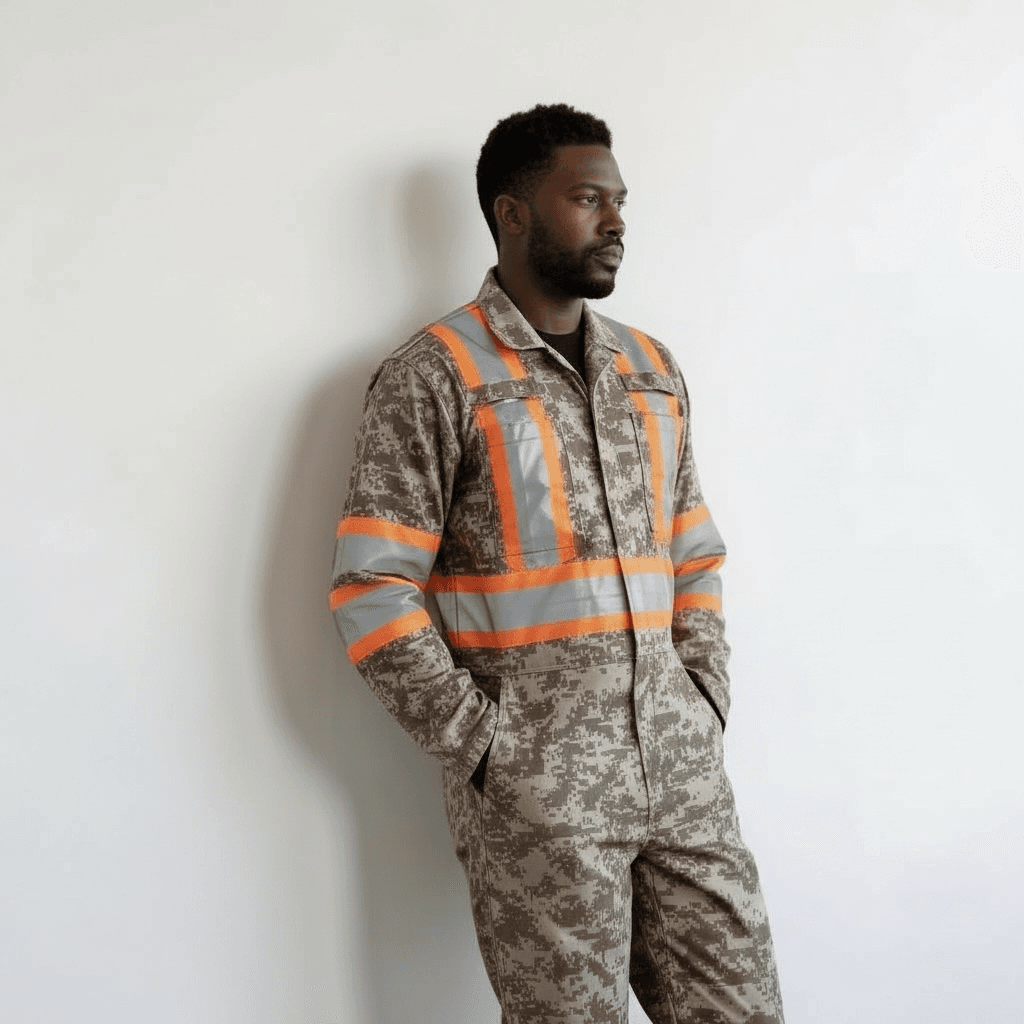 Couvre-tout camouflage désert avec bande orange – Image 2
