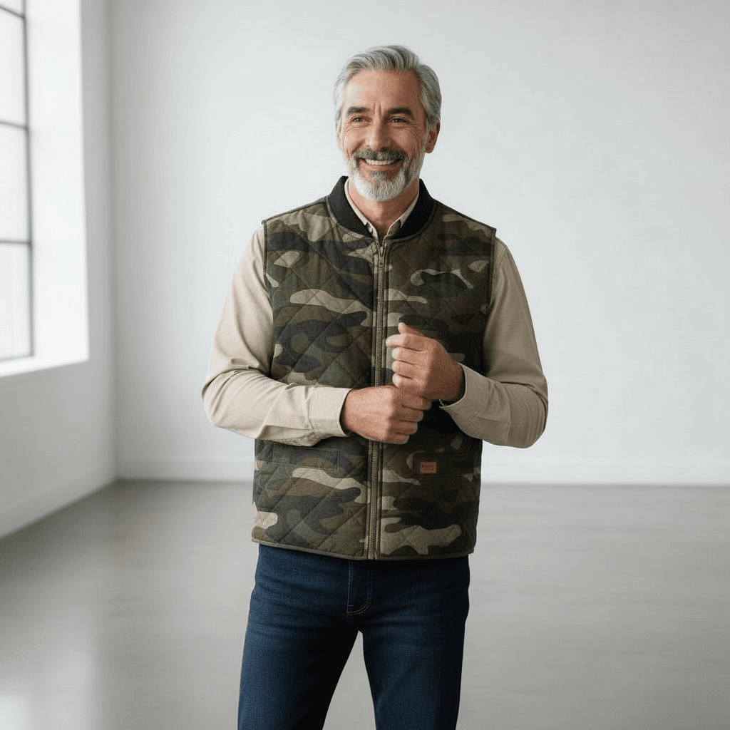 Veste sans manches matelassée camouflage