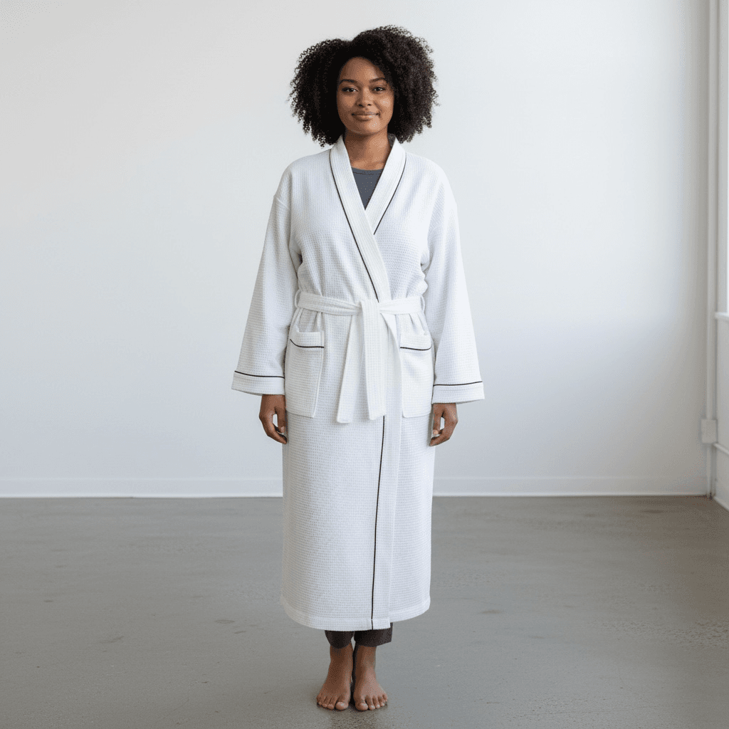 Peignoir gaufré unisexe – Léger, doux et confortable – Image 2