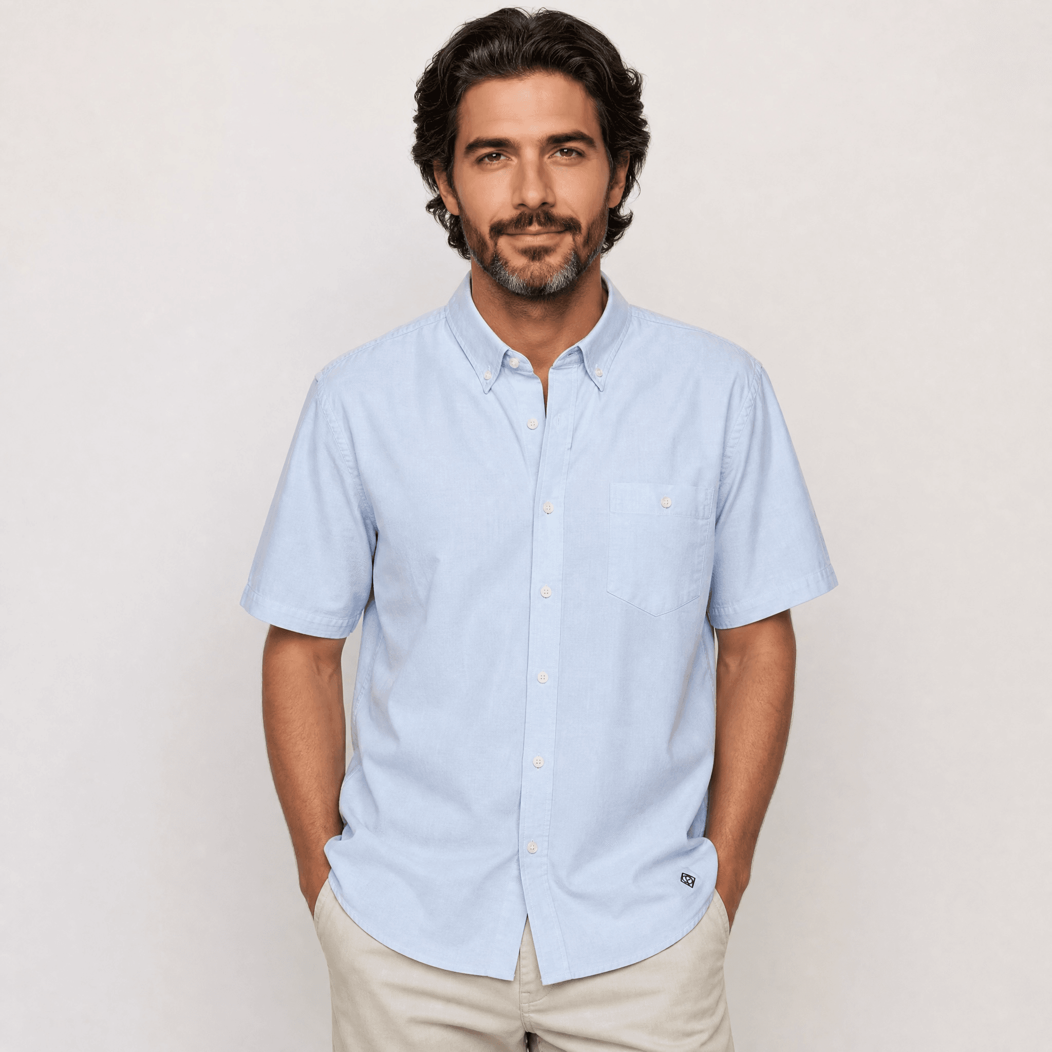 Chemise Homme Unie à Manches Courtes