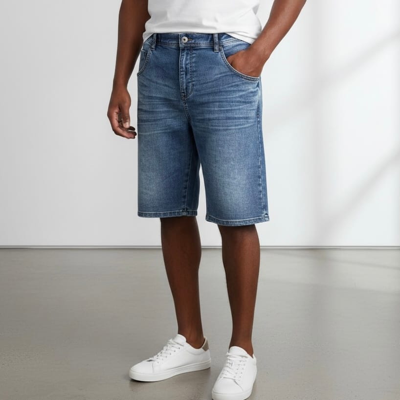 Bermuda en denim délavé moderne – Groupe confort