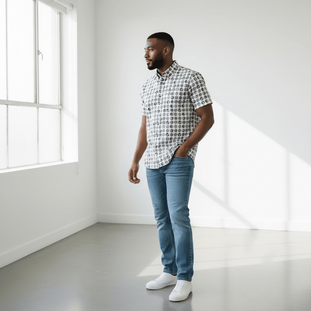 Chemise manche courte à Motifs Géométriques