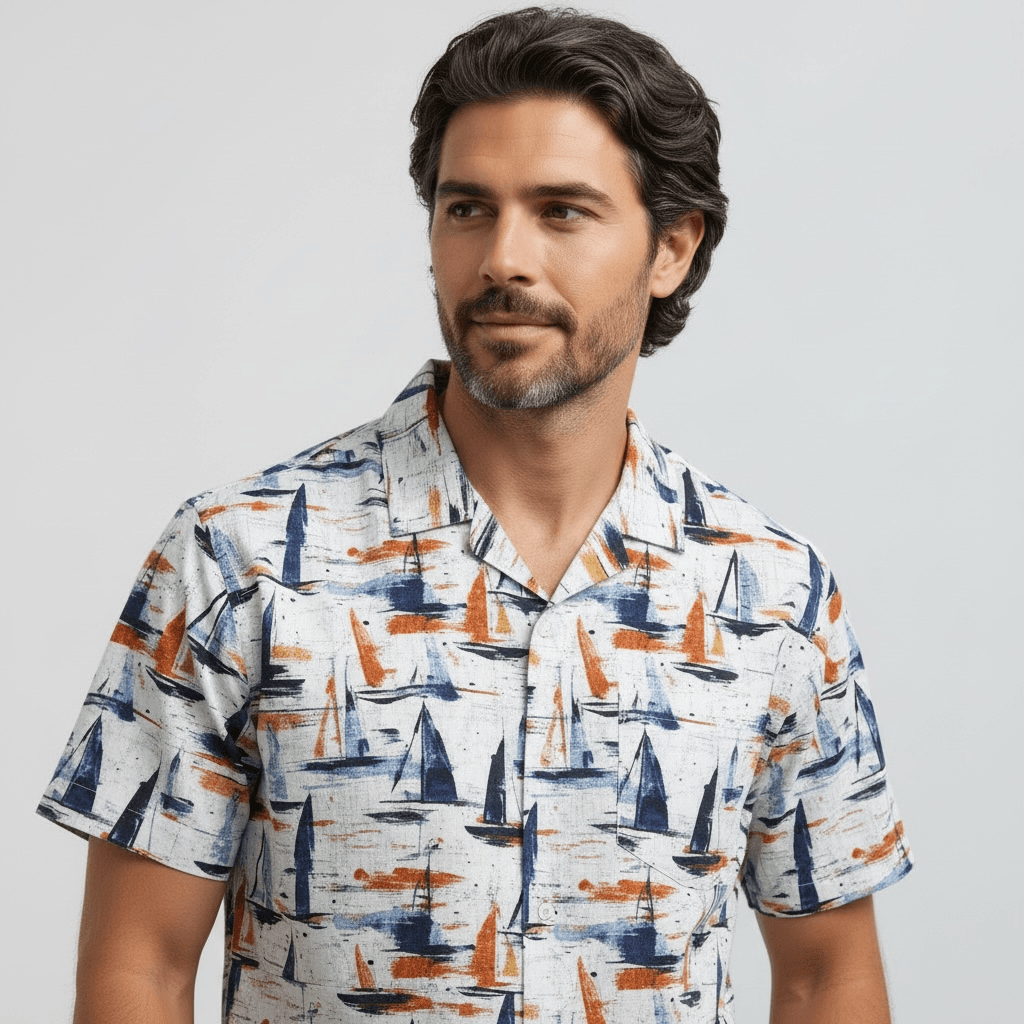 Chemise Manche Courte Imprimée Bateaux 2 Chemise Manche Courte Imprimée Bateaux – Image 2