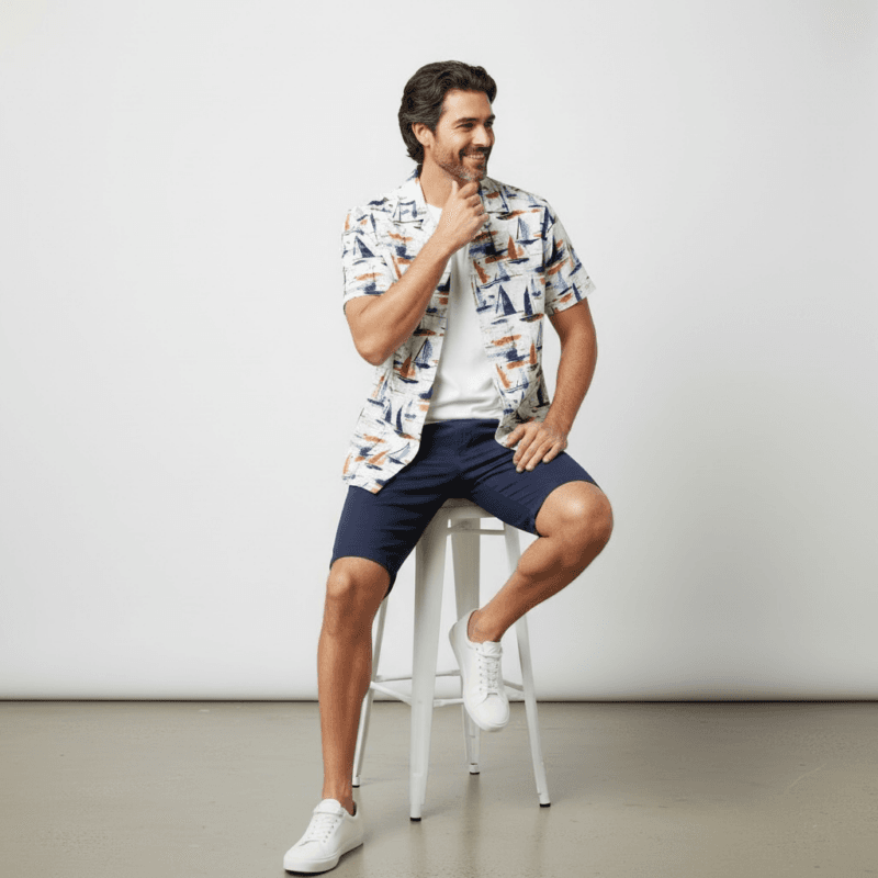 Chemise Manche Courte Imprimée Bateaux 6 Chemise Manche Courte Imprimée Bateaux