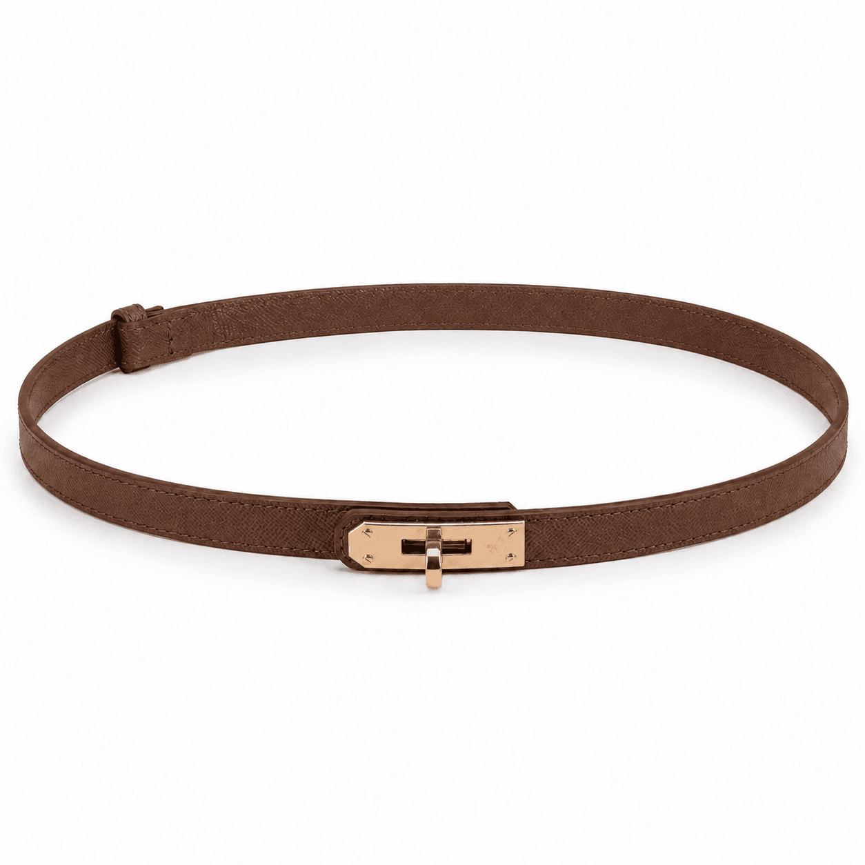 Ceinture mince - Brun foncé avec fermoir doré moderne <strong><span style="color:#ad6a27;">BIENTÔT DISPONIBLE EN MAGASIN</span></strong>
