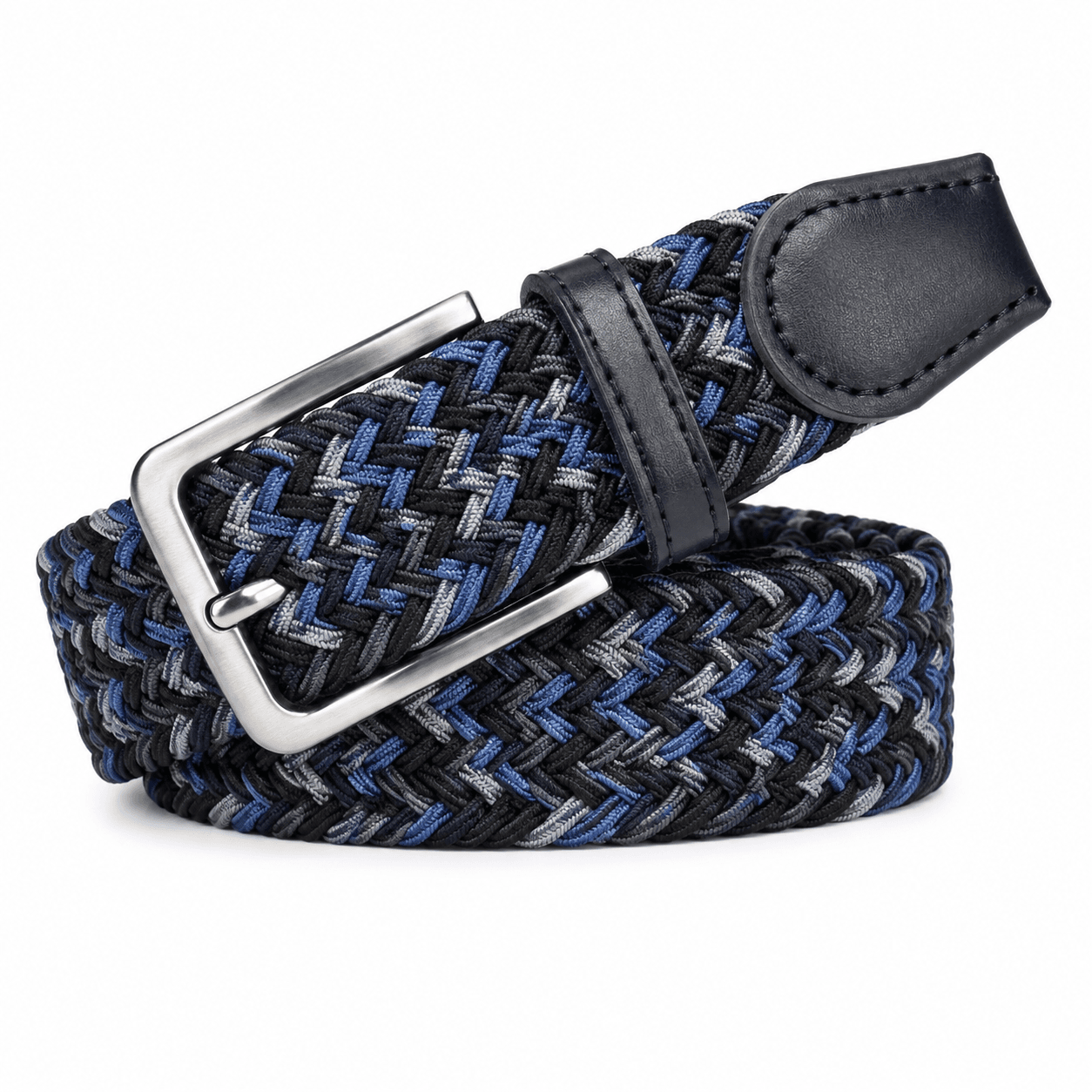 Ceinture tressée extensible – Bleu marine, noir et gris 2/15.99$