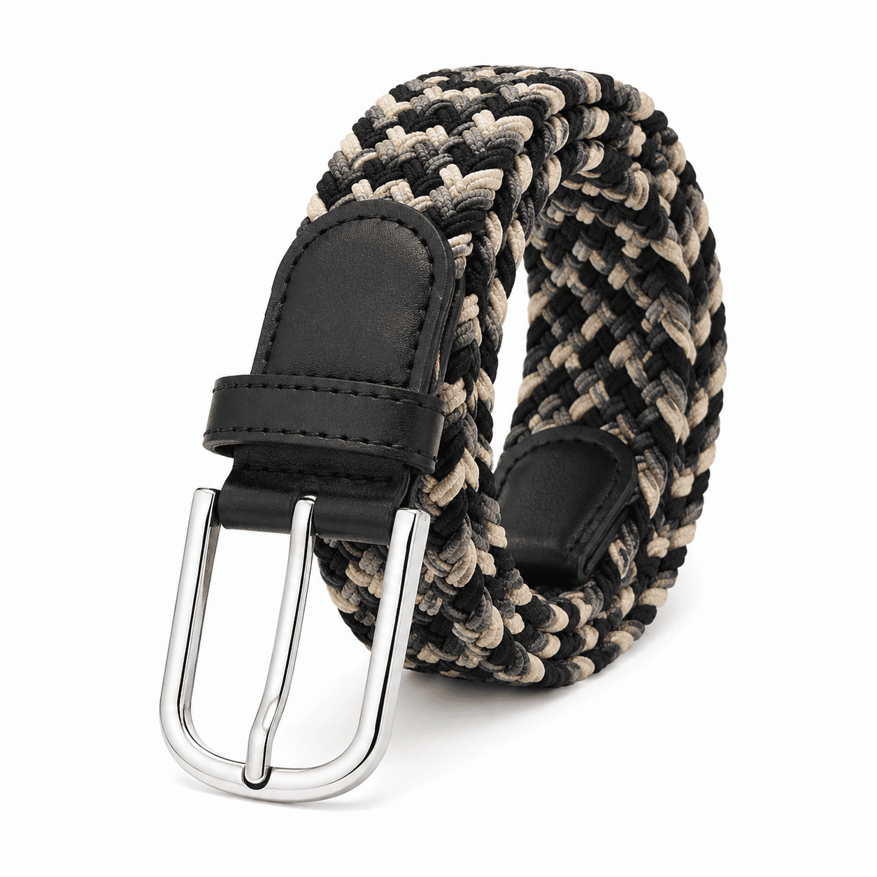 Ceinture tressée extensible – Noir, beige et gris 2/15.99$