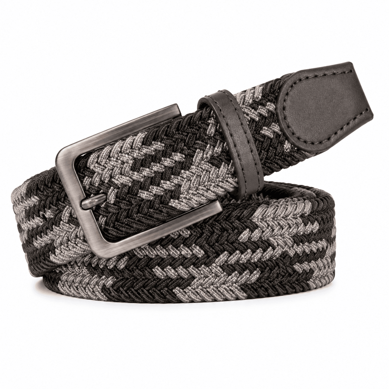Ceinture tressée extensible homme – Gris et noir 2/15.99$