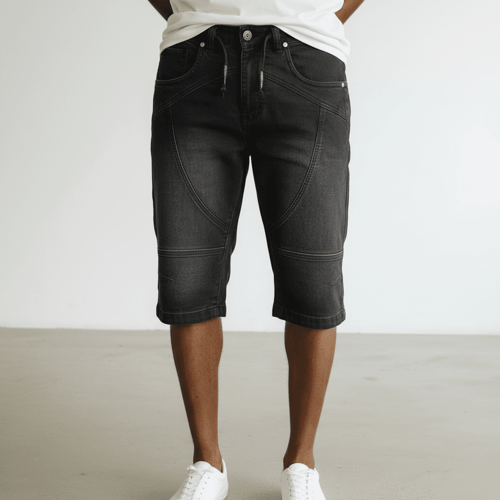 Bermuda En Denim Délavé Moderne – Groupe Confort Avec Couture 1 Bermuda En Denim Délavé Moderne – Groupe Confort Avec Couture