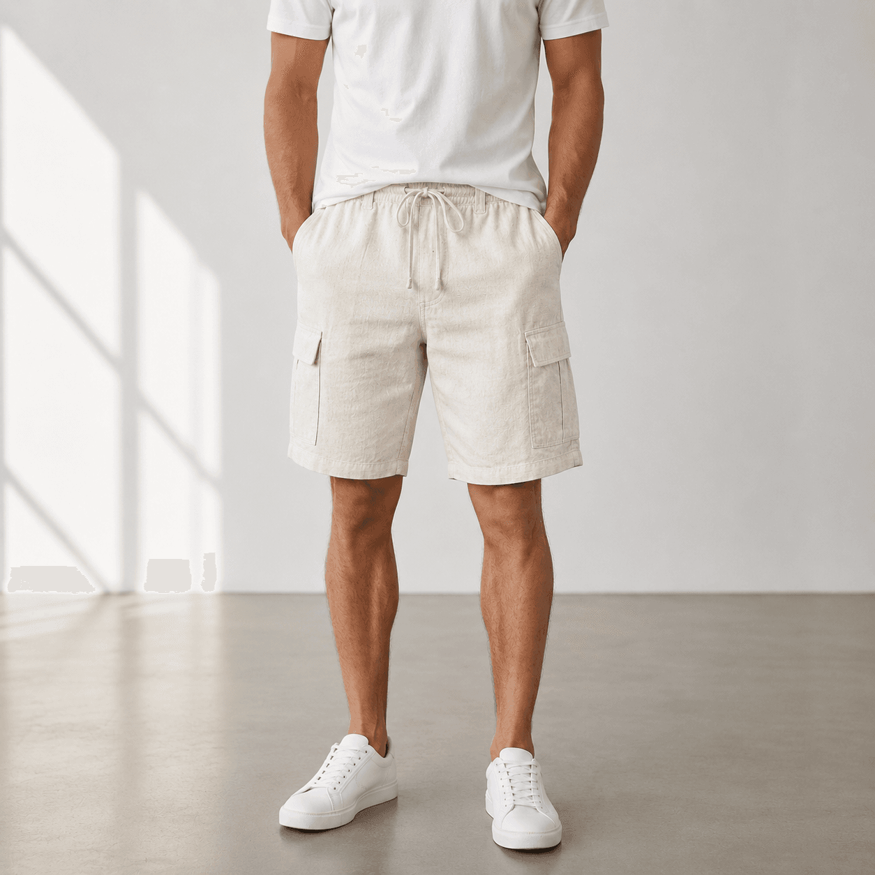 Shorts en lin avec poches cargo.