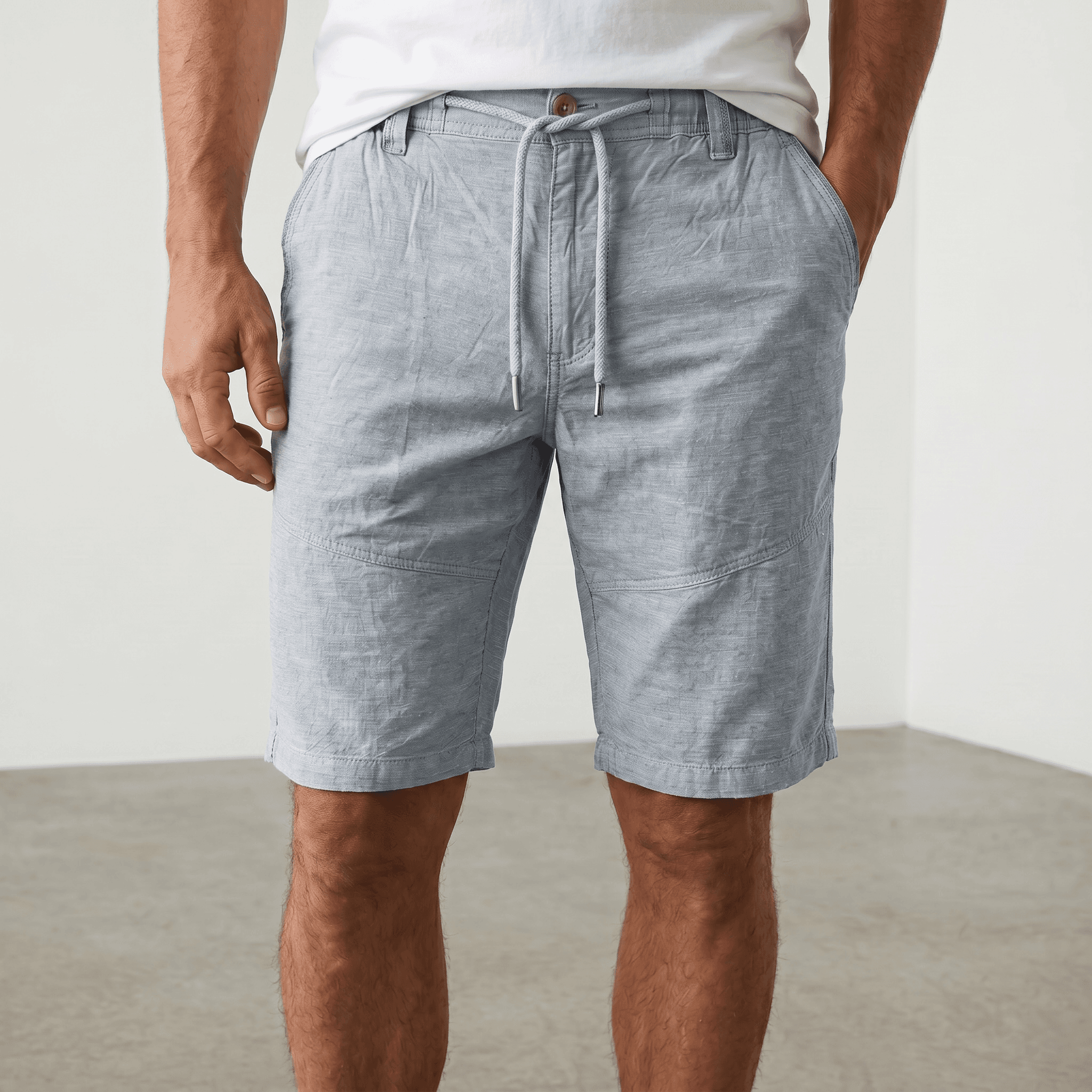 Bermudas en lin gris pour homme