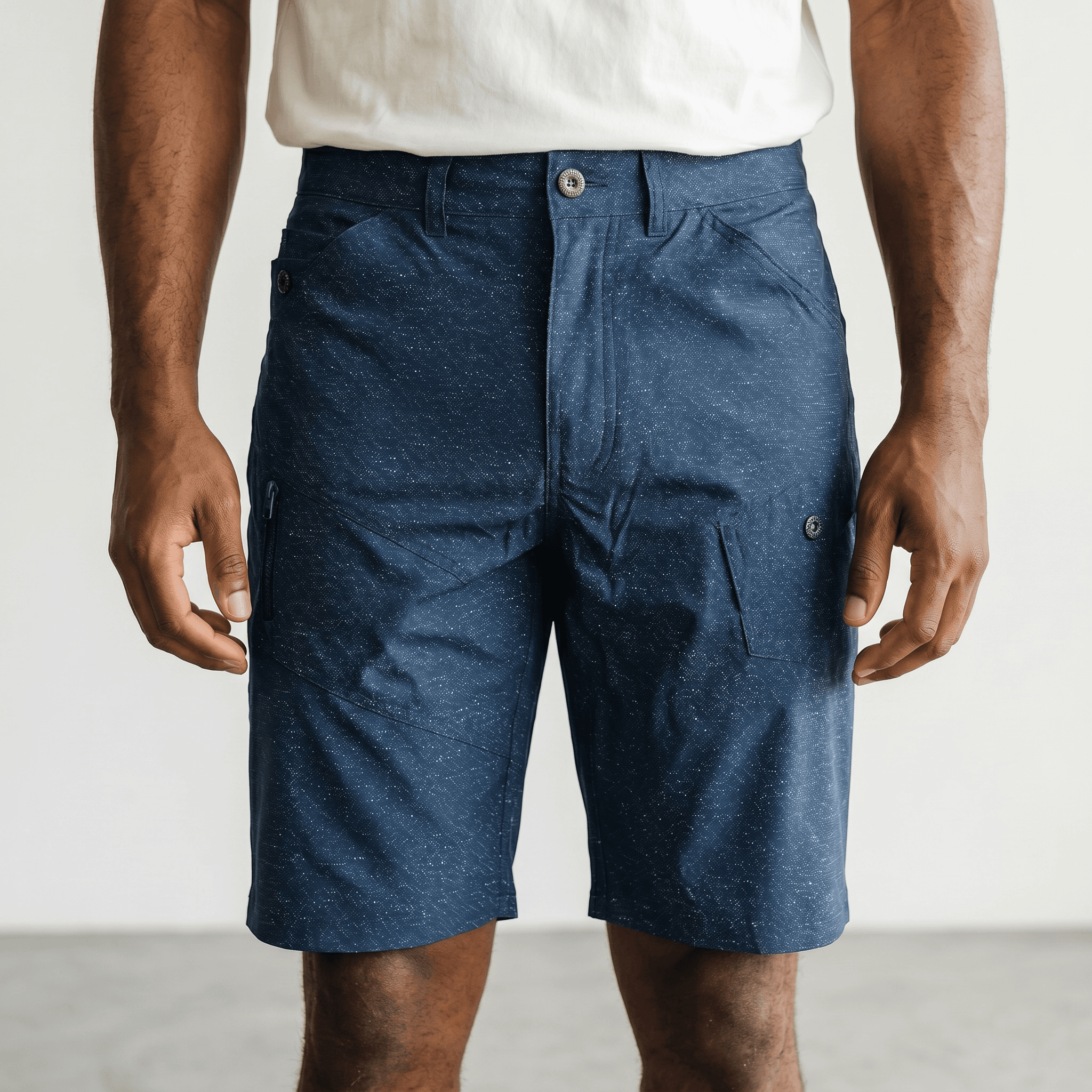 Bermudas Pour Homme - Drip Dry 3 Bermudas Bleus, Style Décontracté.