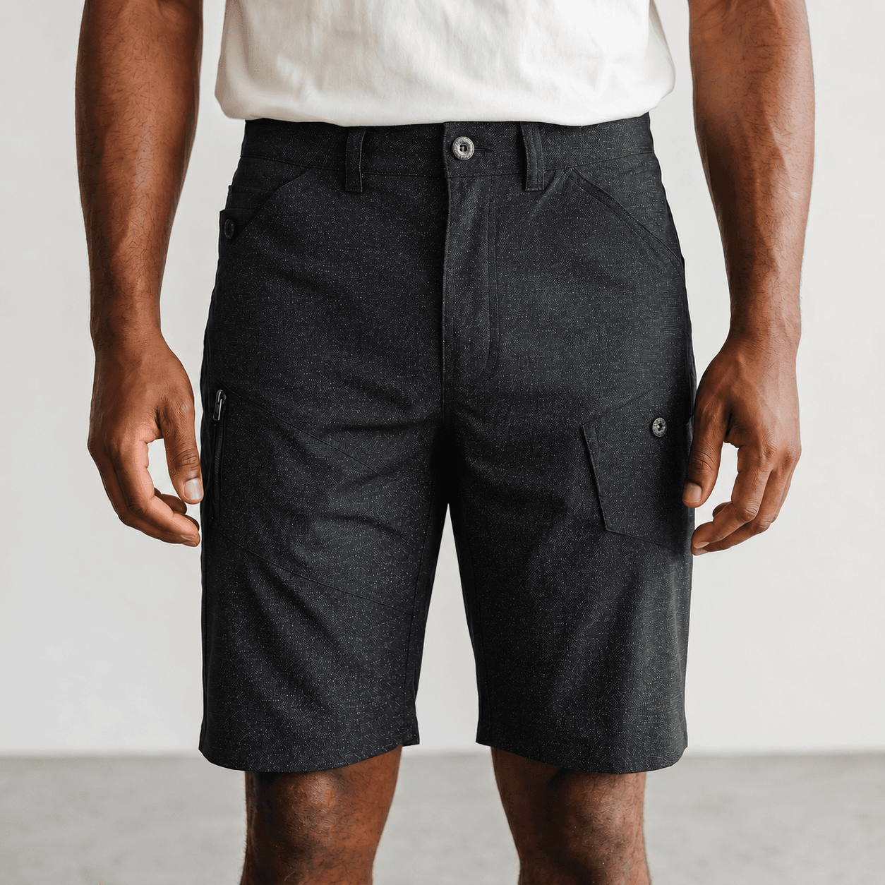 Bermudas Pour Homme - Drip Dry 2 Bermudas Noirs Avec Poches Latérales.