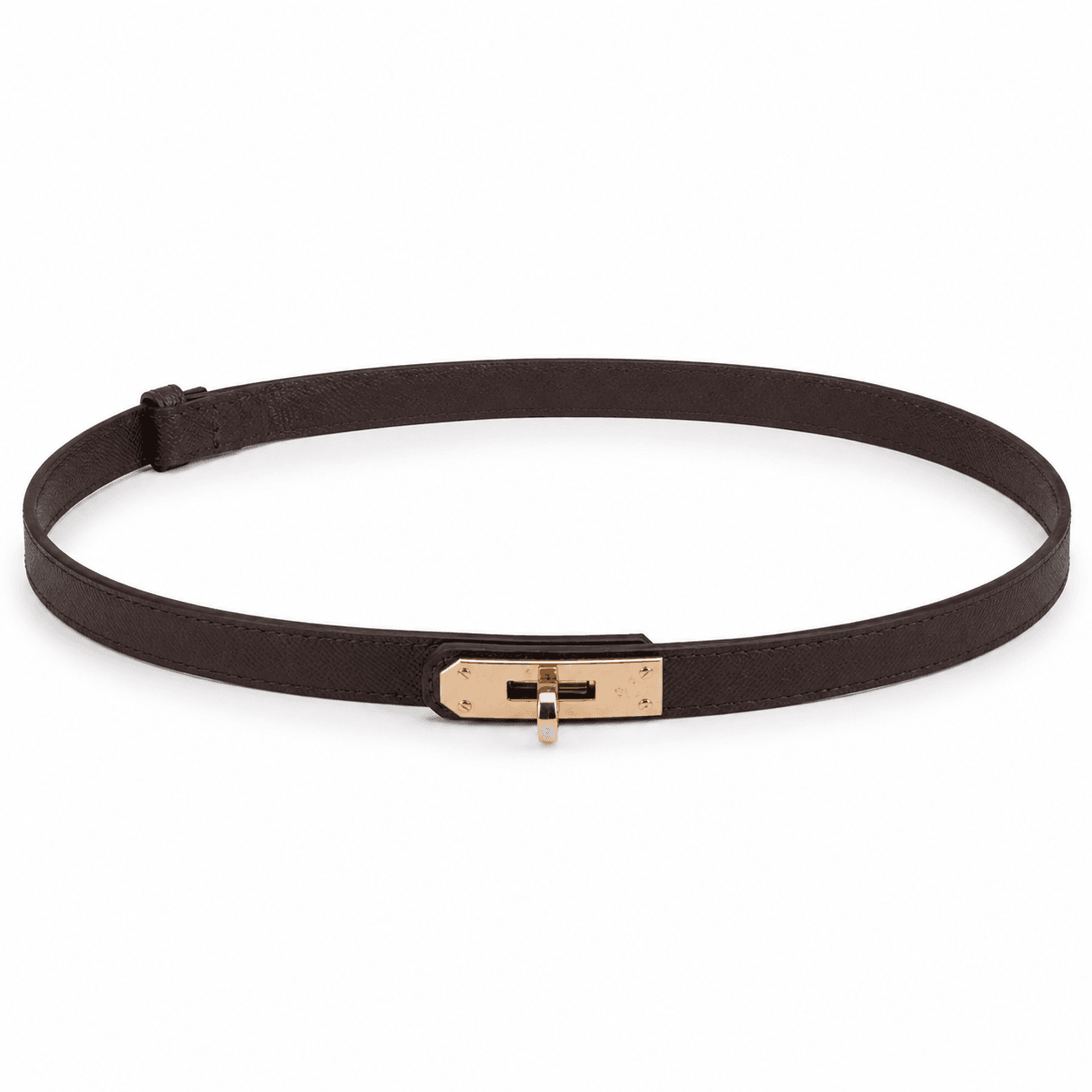 Ceinture mince - Brun foncé avec fermoir doré moderne