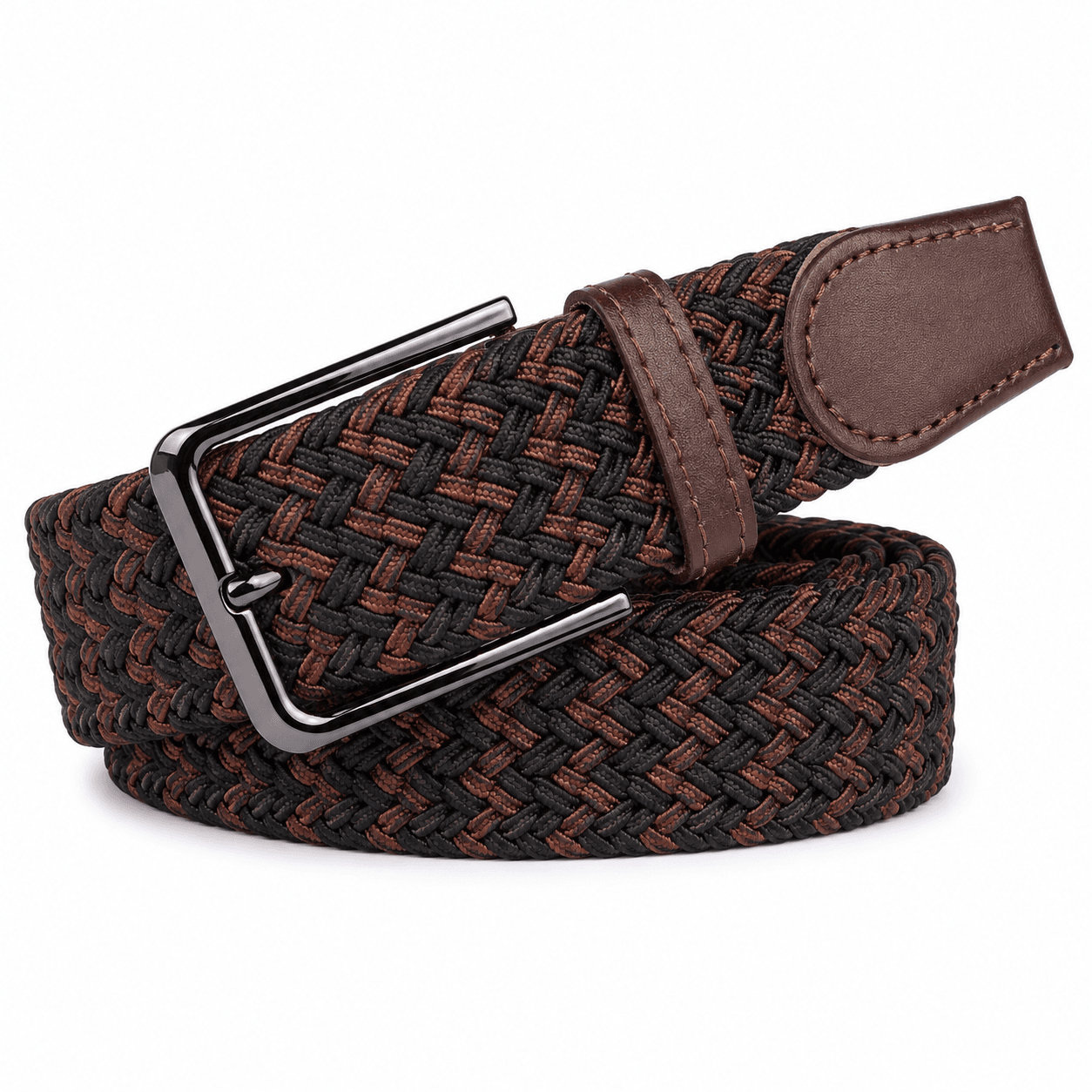 Ceinture tressée extensible – Brun, beige et noir 2/15.99$