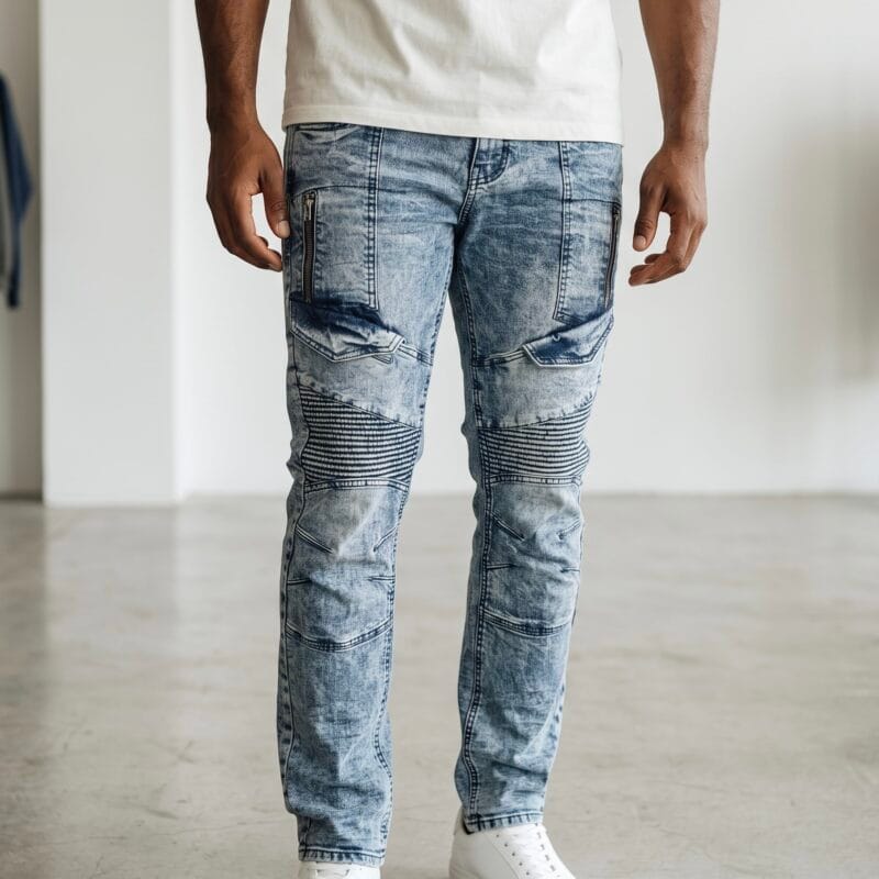 Jean Biker À Double Poches Pour Homme 3 Jean Décontracté Avec Poches Stylées