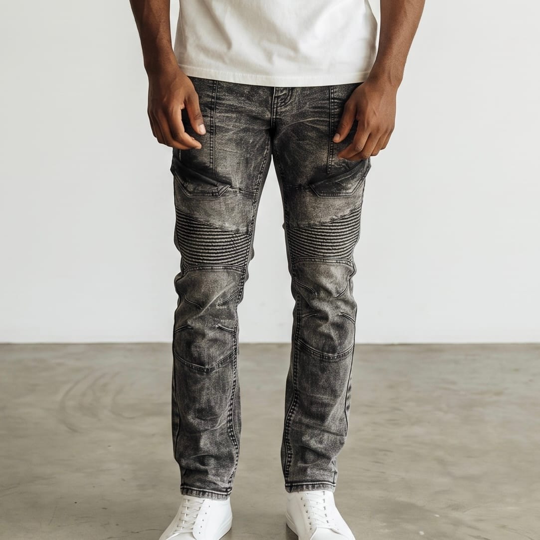 Jean Biker À Double Poches Pour Homme 2 Jean Biker À Double Poches Pour Homme – Image 2