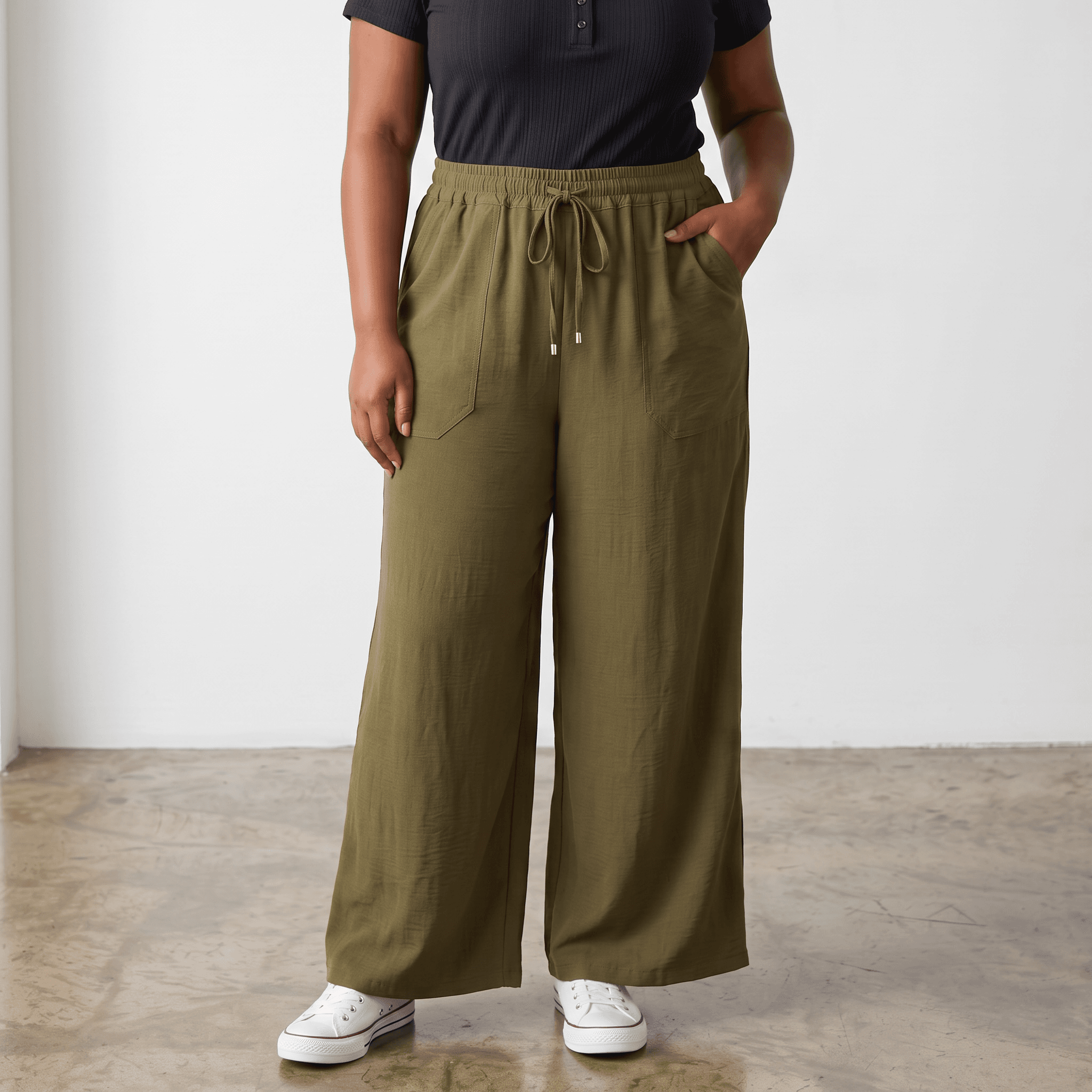 Pantalon Femme Taille Élastique avec Cordon