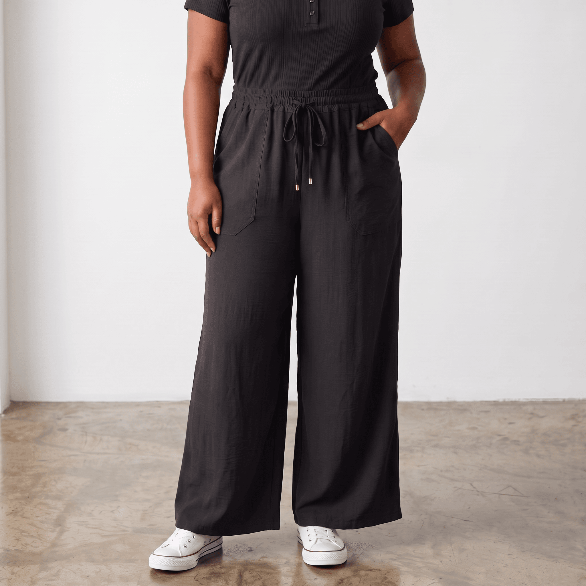 Pantalon Femme Taille Élastique Avec Cordon 3 Pantalon Femme Taille Élastique Avec Cordon – Image 3
