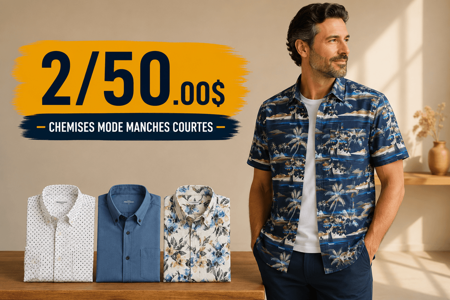 Promotion Homme- Chemise m-c 2 pour 50.00$
