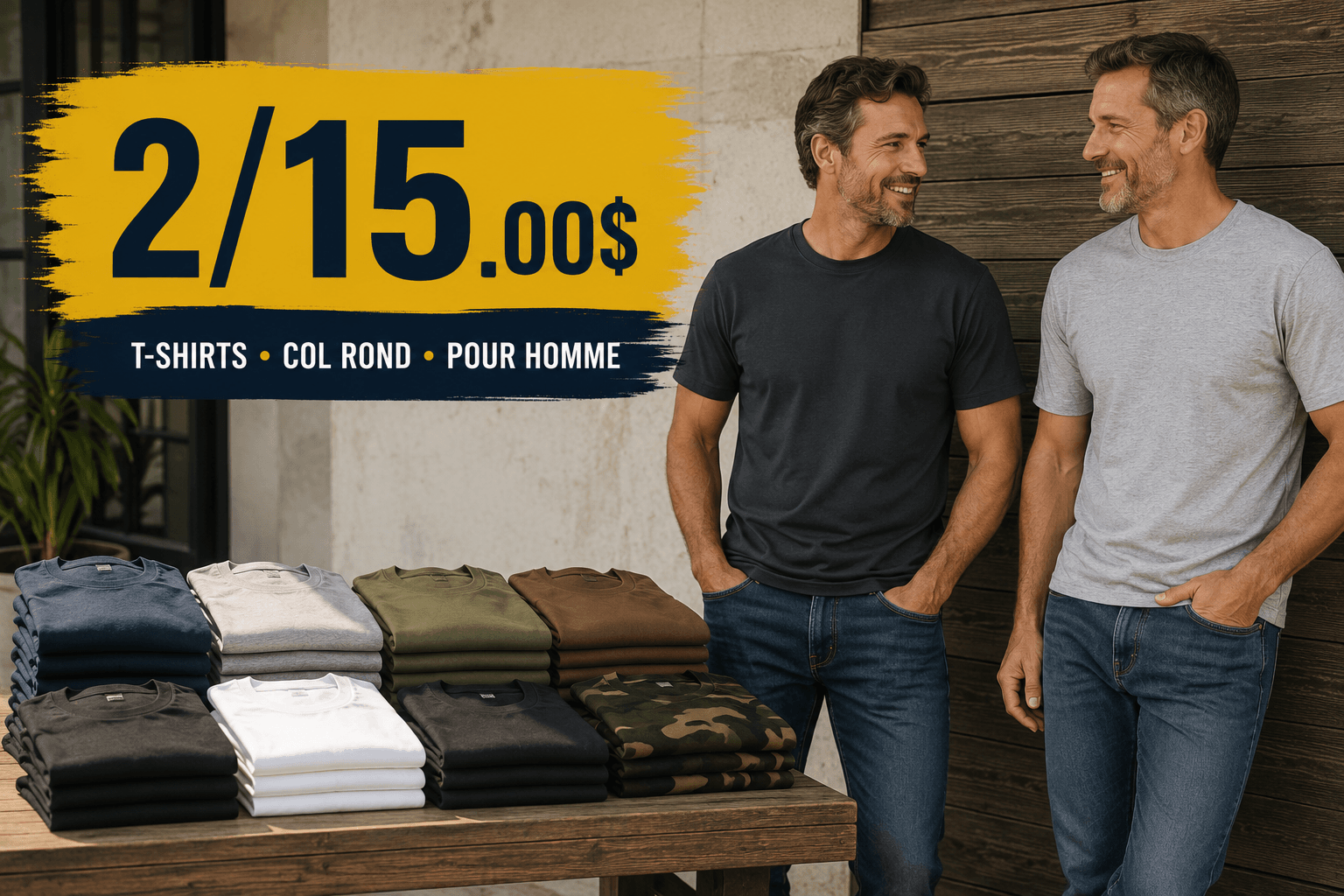 Promotion Homme- t-shirt 2 pour 15.00$