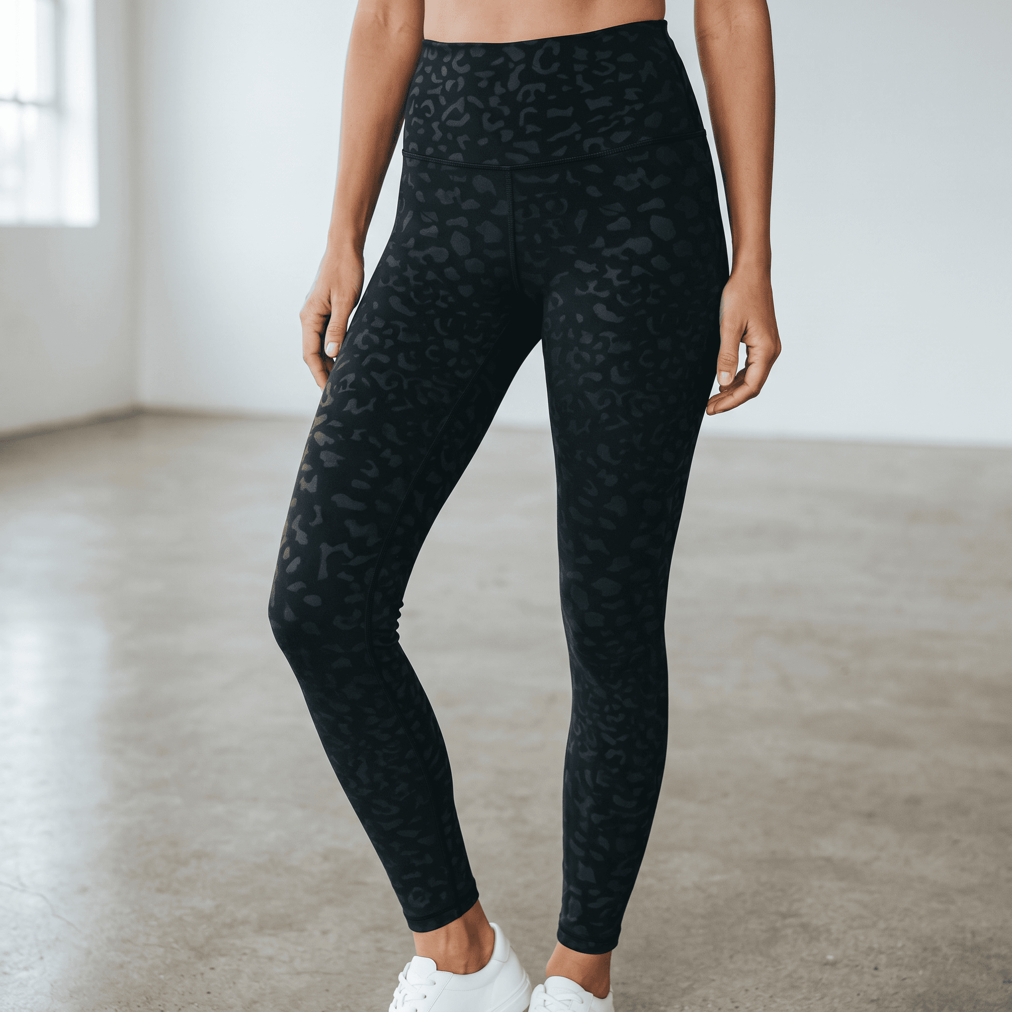 Legging Taille Haute Extensible Pour Femme 2 Leggings Noirs Avec Motif Léopard.