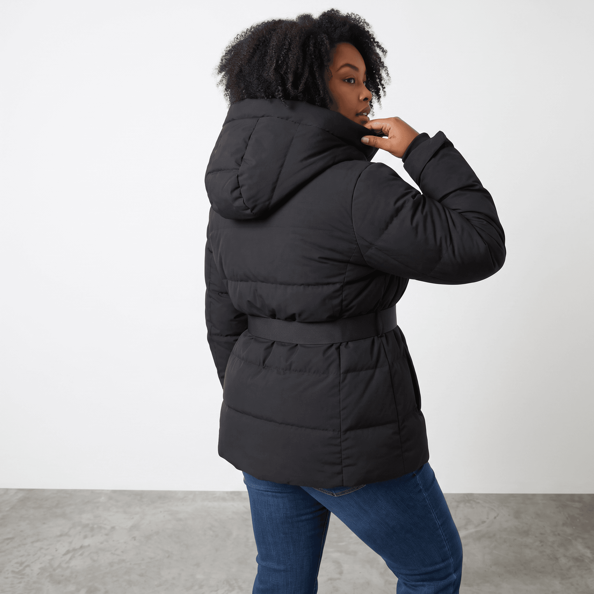 Manteau Matelassé Ceinturé À Capuchon 2 Manteau Matelassé Ceinturé À Capuchon – Image 2