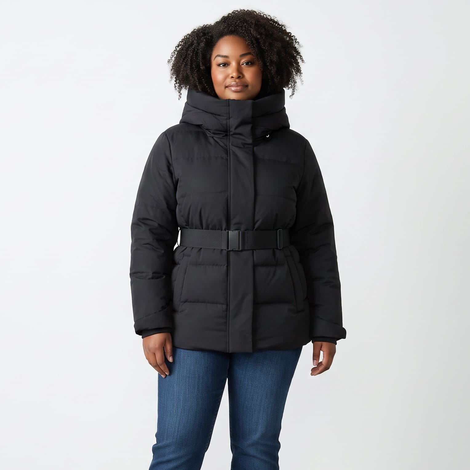 Manteau matelassé ceinturé à capuchon