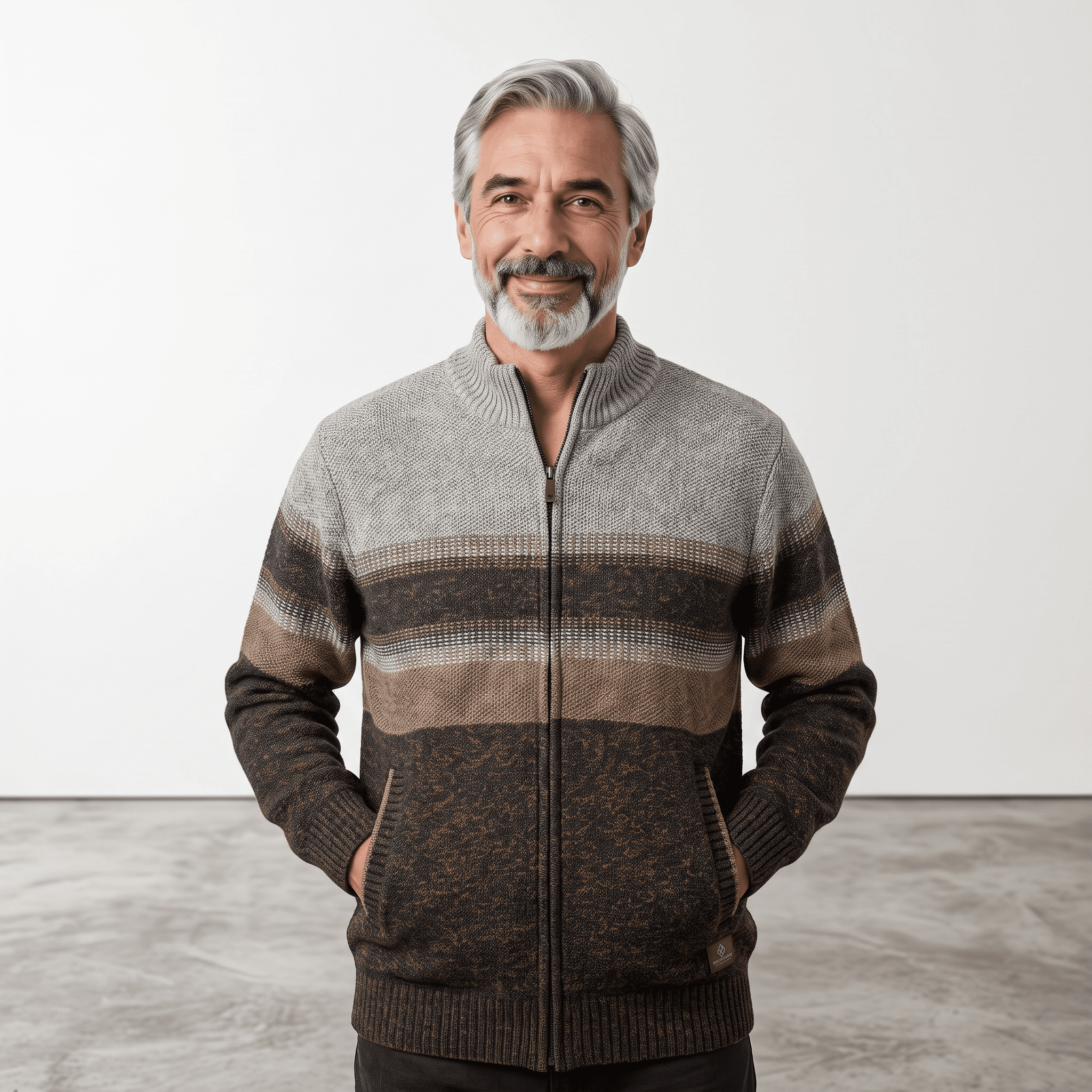 Pull Zippé à Col Montant – Rayures